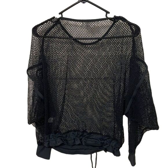 Tribe Kelley Black Fishnet Mesh Pullover Top Shirt Womens One Size - Picture 8 of 11